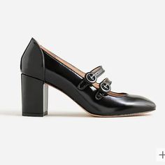 Jcrew Maisie Double-Strap Heels In Italian Spazzolato Leather Black Size 10h Nwt And Box Strap Heels, Shoes Women Heels, J Crew, Shoes Heels, Size 10, Women Shoes, Heels, Leather, Women Shopping