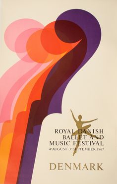 an advertisement for the royal ballet and music festival, featuring a stylized figure with arms outstretched