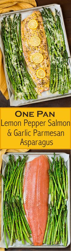 one pan lemon pepper salmon and garlic parmesan asparagus