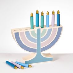 a menorah with five candles on it