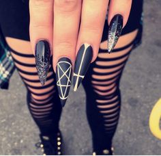 Nail Ideas 2023 Summer, Pastel Goth Nails, Glitter Goth, Stiletto Nail Designs, Goth Gifts, Horror Nails, How To Impress, Witch Nails, Witchy Nails