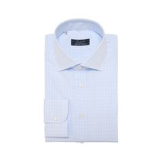 Emanuele Maffeis dress shirt in mini graph check Spread collar Button placket Long sleeves Rounded barrel cuffs Cotton Made in Italy Check Dress Shirt, Check Dress, Bergdorf Goodman, Button Placket, Dress Shirt, Barrel, Tops Designs, In Italy, Long Sleeves