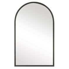 Modern matte black wall mirror adds an extra level of style and dimension wherever you install it.. Arched top metal frame. Total mirror measures 39-in H x 24-in W x 1.38-in D. Global Direct 24-in W x 39-in H Arch Matte Black Finish Framed Wall Mirror | W00536 Black Arch Mirror, Hall And Living Room, Cake Kids, Metal Arch, Arch Mirror, Wood Wall Mirror, Wood Mirror, Framed Mirror Wall, Composite Wood