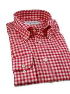 Ben Silver - Strawberry Gingham Plaid Cotton Dress Shirt For Summer, Spring Gingham Cotton Dress Shirt, Plaid Cotton Dress Shirt With Spread Collar, Classic Plaid Shirt For Summer, Classic Gingham Cotton Shirt, Fitted Gingham Cotton Shirt, Classic Gingham Flannel Button-up Shirt, Classic Gingham Button-up Flannel Shirt, Business Gingham Cotton Shirt