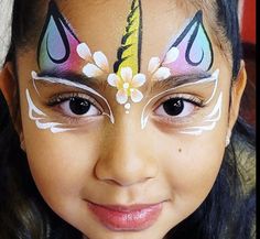 Face Painting Easy Unicorn, Half Face Painting Ideas, Cactus Face Paint, Unicorn Facepainting Kids Easy, Face Painting Ideas Unicorn, Unicorn Face Paint Easy Step By Step, Children’s Face Paint, Toddler Face Painting Ideas, Childrens Face Paint Ideas