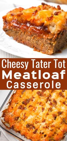 cheesy tater tot meatloaf casserole on a plate