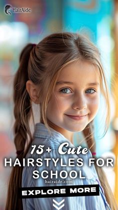 Cute Hairstyles For Girls Kids 10-11, First Day Of School Hairstyles 4th Grade, Picture Hairstyles For Kids, First Grade Hairstyles Girl, Easy Kindergarten Hairstyles, Elementary Hairstyles Girl, 1st Grade Hairstyles, Hairstyles For 8 Year Girl, Girls Hairstyles For School Easy