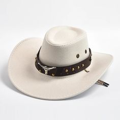 Product Overview Step into the world of classic Western charm with our Vintage Western Cowboy Hat. Perfectly blending style with practicality, this hat is a must-have accessory for any travel enthusiast or party-goer. Its solid color and elegant suede-like finish make it an ideal choice for both men and women who appreciate timeless style with a modern twist. Key Features Material: High-quality polyester with a suede finish for durability and comfort. Applicable Season: Versatile design perfect White Cap For Western-themed Events, White Adjustable Top Hat With Short Brim, Adjustable White Top Hat With Short Brim, White Adjustable Top Hat, White Adjustable Country Style Top Hat, Cream Brimmed Hat For Rodeo, Adjustable Cream Hat For Western-themed Events, Cream Brimmed Hat For Western-themed Events, Adjustable Cream Fedora Felt Hat