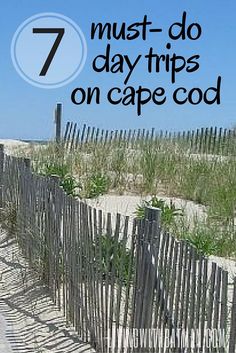 a fence and sand dunes with the words 7 must - do day trips on cape cod