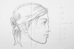 a drawing of a woman's face with lines drawn on the wall behind her