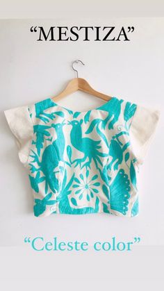 Turquoise Cotton Blouse, Crop Top Embroidery, Top Embroidery, Women Crop Top, San Ysidro, Delicate Clothes, Womens Blouses, Mexican Style, Ethical Fashion