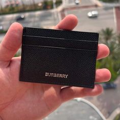 Brand New Authentic Nwot Burberry Card Holder Grainy Leather Black Burberry Card Holder, Vintage Chanel Handbags, Card Holder Case, Burberry Black, Burberry Accessories, Clip Cards, Vintage Burberry, Id Badge Holders, Fold Wallet