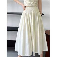 Sweet High Waist Pleated White Skirt Material: Cotton Size: M, L Color: White Occasion: Leisure, Outdoor, Daily, Vacation    * Pls be careful to choose the size before you order. * Pls allow little color difference caused by camera and computer monitors. Thank you! Important Notes: Please Use Similar Clothing To Compare With Size 1. The size refers to clothing dimensions, NOT your body measurements. 2. Please check the measurement chart carefully. Especially the waist and the hip. Because of dif Pleated White Skirt, Europe Outfits, Blue Denim Skirt, White Skirt, Measurement Chart, Straight Skirt, Blue Skirt, Coffee Colour, Green Skirt