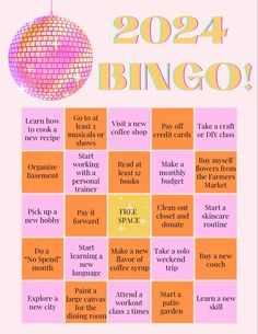 2024 Goal Bingo! New Years Bingo Card, Bingo Resolution, 2024 Bingo Card Ideas, New Year Bingo Card, Fun Bingo Ideas, 2024 Bingo Vision Board, Bingo Vision Board, 2024 Bingo Card, Bingo Goals