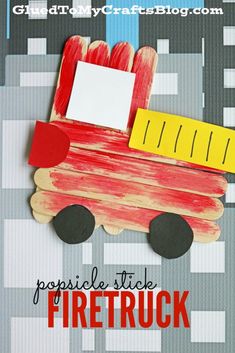 popsicle stick firetruck craft for kids