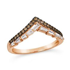 14K Strawberry Gold® Ring | Vanilla Diamonds® 1/4 cts., Chocolate Diamonds® 1/6 cts. Levian Chocolate Diamonds Rings, Levian Chocolate Diamonds, Chocolate Diamond Ring, Chocolate Diamonds, Rose Gold Metal, Types Of Metal, Diamond Shapes, Stone Color, Gold Metal