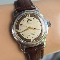 Retro Automatic Watches For Formal Occasions, Retro Analog Watches For Formal Occasions, Retro Analog Watch For Formal Occasions, Retro Brown Watch For Anniversary, Retro Analog Watch For Anniversary, Retro Formal Chronograph Watches, Retro Chronograph Watch For Formal Occasions, 1950s Vintage, Men's Watch