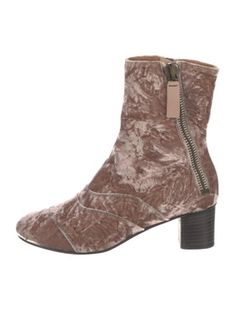 Chloé Velvet Mid-Calf Sock BootsNeutralsPrintedSquare-ToesExposed Zip Closure at SidesFit: This style typically runs a half size small. Pink Velvet Boots, Pink Velvet Shoes, Chloe Boots, Velvet Boots, Velvet Shoes, Pink Round, Toe Boots, Calf Socks, Pink Shoes