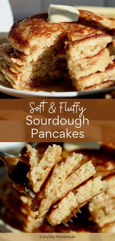 soft and fluffy sourdough pancakes are the perfect breakfast for one person