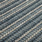 a close up view of a blue and white rug