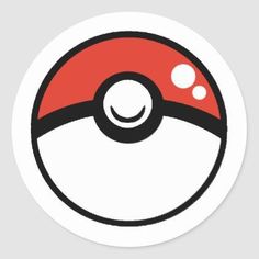 a red and black poke ball sticker