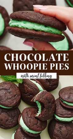 chocolate whoopie pies with mint filling are the perfect treat for any occasion