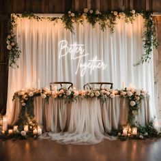 #WeddingNeonSigns #WeddingDecor #CustomNeonSigns #UniqueLighting Neon Wedding Sign Backdrop, Wedding Backdrop Head Table, Sweetheart Table Wedding Backdrop, Bridal Table Backdrop, Neon Sign Wedding Backdrop, Better Together Neon Sign, Backdrop Engagement, Wedding Backdrop Lights, Sweetheart Table Backdrop