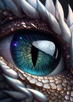 the eye of a dragon with blue eyes