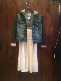 Summer outfit  Umgee Dress $55  Noble u Jacket $39 Umgee Dress, Summer Outfit, Denim Jacket, Summer Outfits