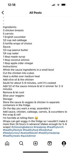 an iphone screen showing the recipe list for chicken and rice patties, which includes ingredients that include broccoli