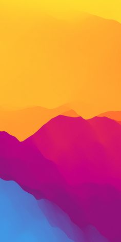 an orange and blue background with hills in the distance