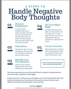 How To Handle Negative Thoughts, Negative Thoughts Activities, Body Image Worksheet, Body Image Activities, Body Disphorphia, Group Therapy Activities, Counseling Techniques, Self Esteem Worksheets, Healthy Body Images