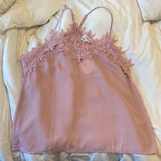 Mauvy/Pink Lace Tank Top. Size Xl. 100% Polyester So Fits More Like L. New. Never Worn. With Tags Spring Pink Camisole For Day Out, Pink Spring Camisole For Day Out, Trendy Pink Camisole For Day Out, Feminine Pink Camisole For Vacation, Pink Camisole For Spring Vacation, Pink Camisole For Vacation And Spring Season, Chic Pink Camisole For Day Out, Pink Cami Camisole For Vacation, Feminine Pink Camisole For Beach