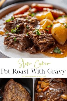 slow cooker pot roast with gravy is an easy and delicious dinner recipe