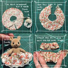 instructions on how to make an ornament for a stuffed animal rabbit in a dress