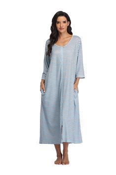 PRICES MAY VARY. Soft Fabric: Soft nightgown made with 30% Rayon; 65% Polyester, 5% Spandex, Breathable and lightweight Zipper Front: The women robe features a full zippered front, it's convenient to put on and take off Functional Pockets: Multifunction side pockets provides easy use in wearing whether you are staying home or going out, convenient for you to keep small items like your phone, keys and cards, etc Practical Versatile Robes: This zipper short sleeve shirt throws on easily, perfect a Cheap Cotton Nightgown For Sleep, Cheap Cotton Nightgown For Bedtime, Cheap Summer Vacation Nightgown, Lounge Wear Dress, Women Robe, Long Nightgown, Cotton Sleepwear, Women's Sleepwear, Women's Robe