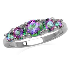 PRICES MAY VARY. Silvershake 1.4 CTW 5-Stone Genuine Round Shape Mystic Fire Rainbow Topaz White Gold Plated 925 Sterling Silver Gemstone Ring Size 10 Rainbow Topaz, Fire Rainbow, Ring Size 10, Silver Jewelry Rings, Size 10 Rings, Ring Jewelry, Jewelry For Women, Womens Jewelry Rings, Gemstone Ring