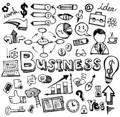 business doodles on white background royalty illustration