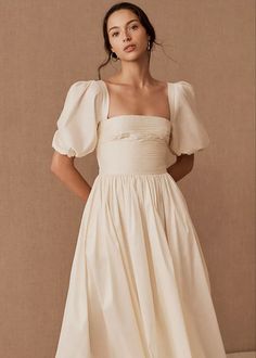 Low Back Strapless Bra, Midi Gowns, Last Minute Wedding, Elle Dress, Puff Dress, Little White Dresses, Wedding Vibes, Inspired Dress, Flowy Dress