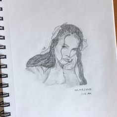 a pencil drawing of a girl with long hair