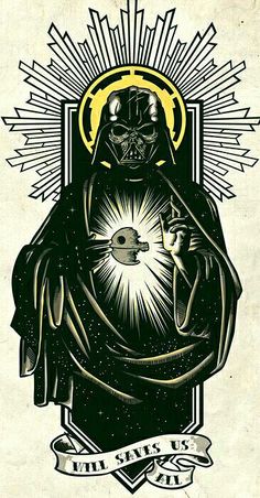 a darth vader poster with the star wars symbol on it's chest