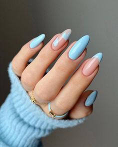 Light Blue Nails, Skiathos, Blue Acrylic Nails, Nagel Tips, Smink Inspiration, Pink Nail