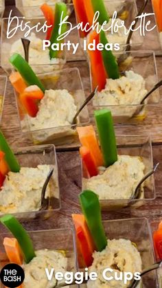 veggie cups with pickles and carrots on them