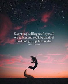 a person jumping in the air with a quote above it that says, everything will happen for