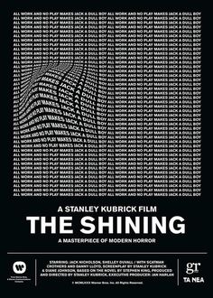 the shining movie poster with black and white text