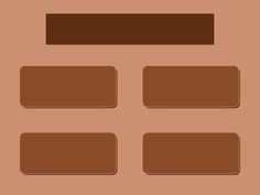 a brown square with four smaller squares on it, and three smaller rectangulars in the middle