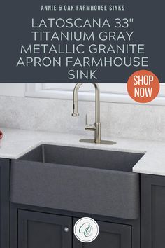 an image of a kitchen sink with the words, shop now