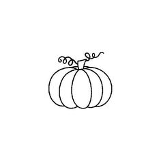 a black and white line drawing of a pumpkin with leaves on it's top