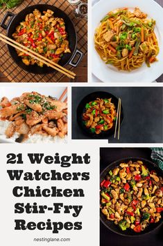 21 Weight Watchers Chicken Stir-Fry Recipes. High protein lunch or dinner recipes that are healthy, delicious and easy to make! Weight Watchers Chicken Stir Fry Bowl, Chicken Stir Fry Bowls Weight Watchers, Ww Chicken Stir Fry With Vegetables, Ww Chicken Stir Fry Recipes, Weight Watchers Keto Recipes, Weight Watcher Stir Fry Recipes, Ww Chicken Stir Fry, Zero Point Chicken Stir Fry Bowls, Ww Stir Fry Recipes