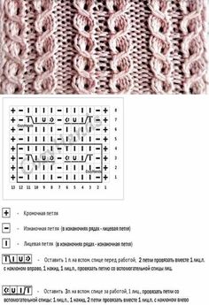 the knitting pattern is shown in pink and white